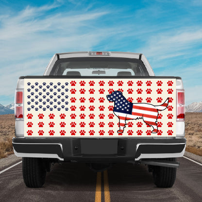 Petthouse | Golden Retriever Tailgate Vinyl Wrap American Flag Rear Window Decals For Trucks Pet Paws