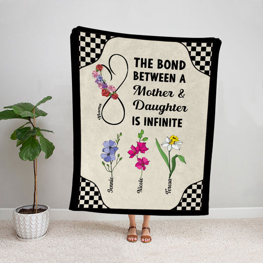 Petthouse | Customized Mother & Daughter Sherpa Blanket, Birth Month Mom Fleece Blanket, Floral Mother's Day