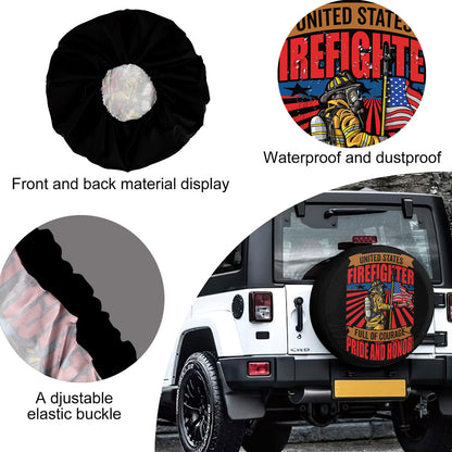 Petthouse | American Flag Grunge Firefighter Spare Tire Cover Fireman Hero Pride And Honor Car Accessories Patriot Gift