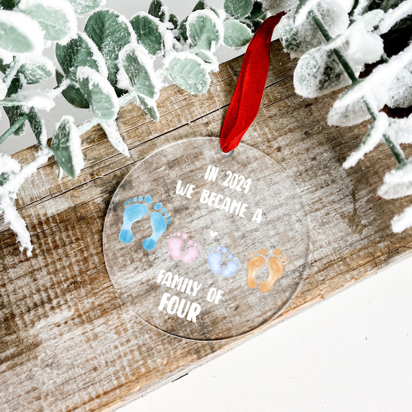 Petthouse | Personalized Family Of Four Christmas Ornament, Family Ornament, Baby's First Christmas Ornament