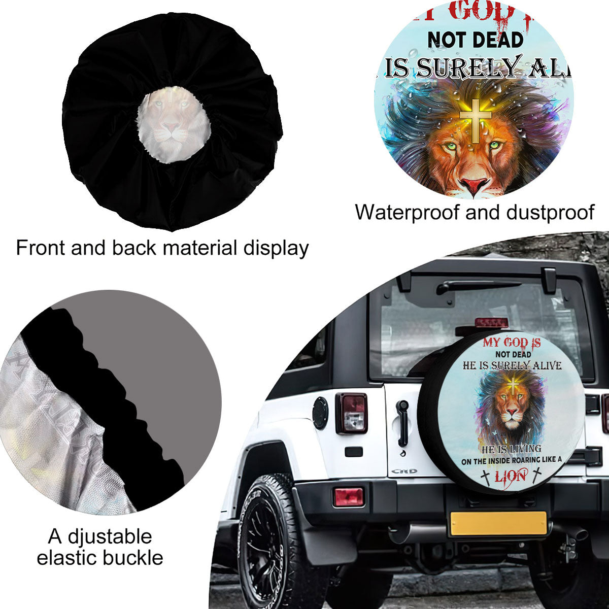 Petthouse | Lion Of Judah Spare Tire Cover My God Is Dead Christian Car Accessories Tire Cover