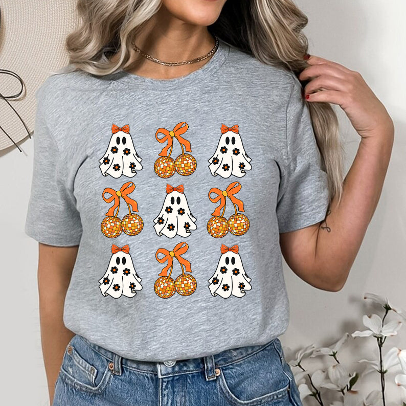 Petthouse | Ghost Halloween Shirt, Halloween Сute Ghost Coquette Disco Cherry T-shirt, Spooky Season