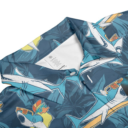 Petthouse | Customized Picture Surfing Sharks Tropical Polo Shirt Surfer Beach Summer Combo Set Beach Lovers Gift