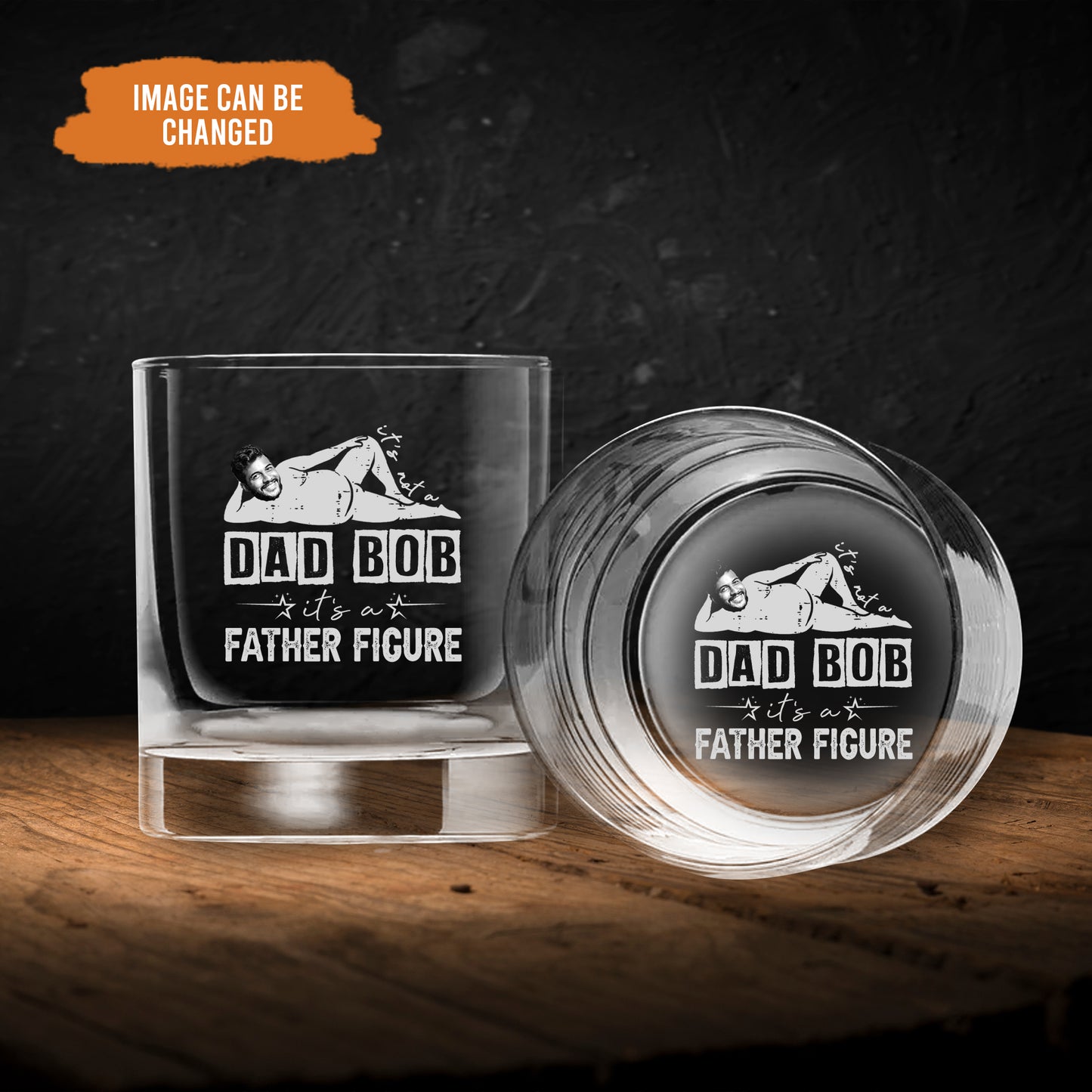 Petthouse | Custom Photo Dad Gift, It's Not A Dad Bod It's A Father Figure Funny Whiskey Glass