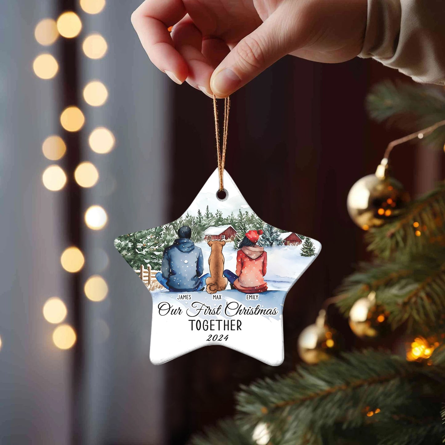 Petthouse | Our First Christmas Together Ornament, Custom Family With Pet Ornament 2024, Family Ornament