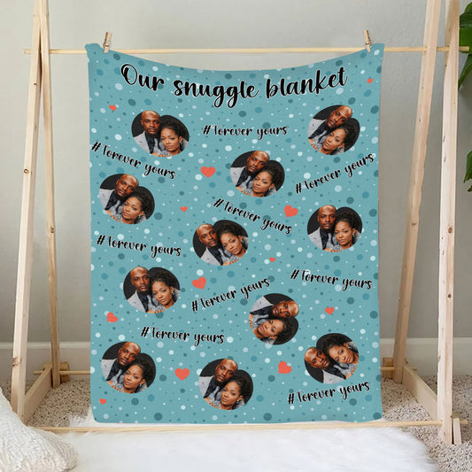 Petthouse | Customized Photo Couple Blanket For Valentines Day, Forever Yours Fleece Blanket For Wife, Wedding