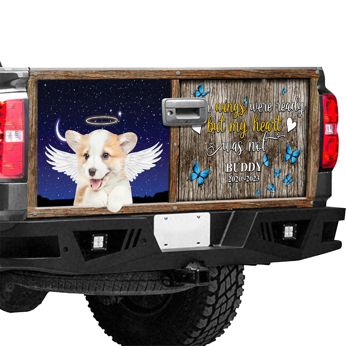 Petthouse | Loss Dog Truck Tailgate Decal Corgi Your Wings Were Ready Memorial Dog Tailgate