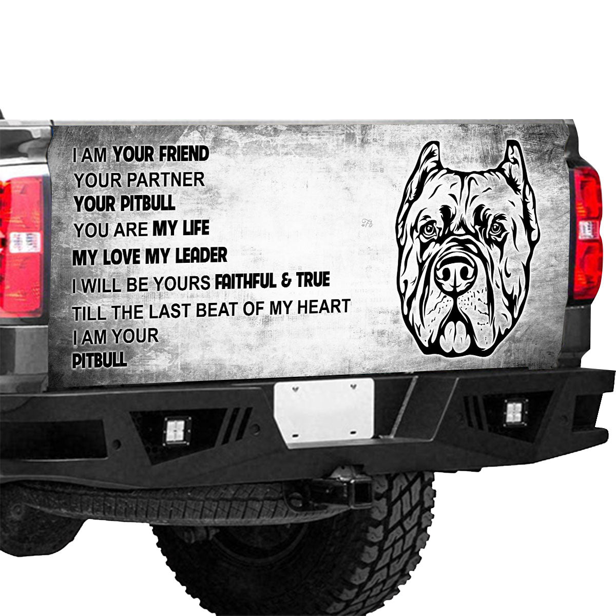 Petthouse | Pitbull Tailgate Dog Dad Mural I Am Your Friend Graphic Birthday Gift For Dad Tailgate Wrap