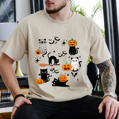 Petthouse | Black Cats Pumpkin Shirt, Spooky Season Shirt, Halloween Ghost Pumpkin Cat Shirt Gift