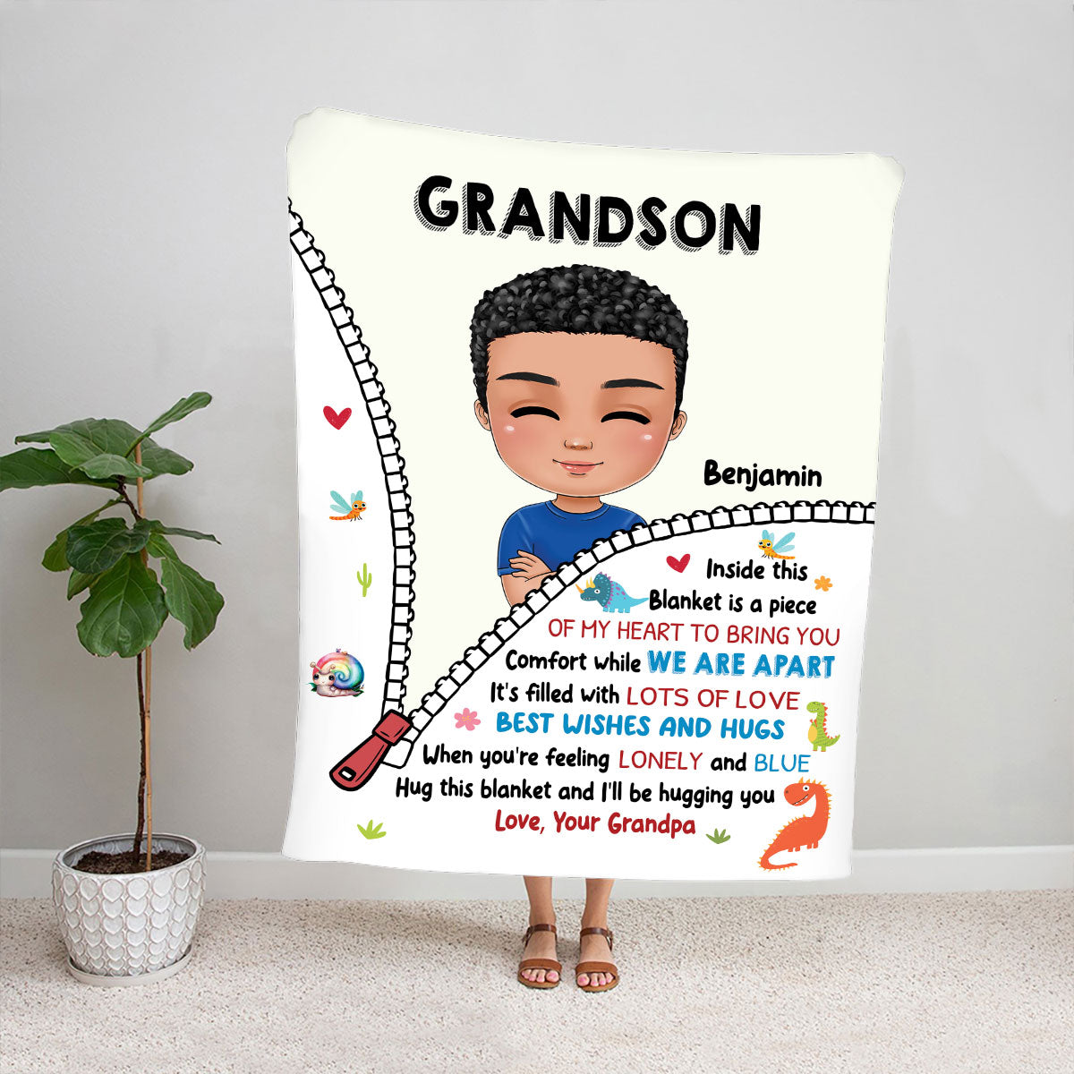 Petthouse | Personalized To My Son Fleece Blanket, Hug This Throw Blanket As I'll Be Hugging You, Birthday Grandson