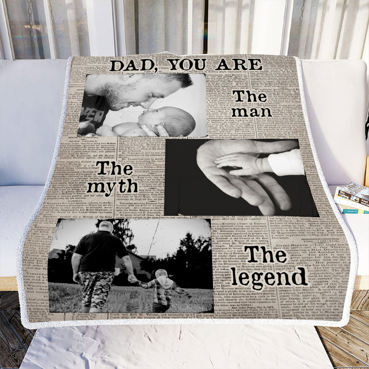 Petthouse | Custom Photo Father's Day Fleece Blanket, Dad You Are The Man The Myth The Legend, Gift For Dad Granddad