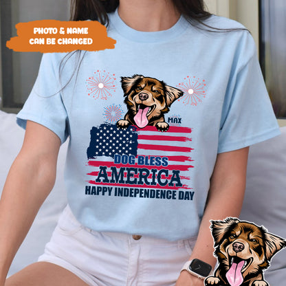 Petthouse | Custom Dog Bless America Shirt, Happy Independence Day, 4th Of July Dog Shirt, Dog Lovers