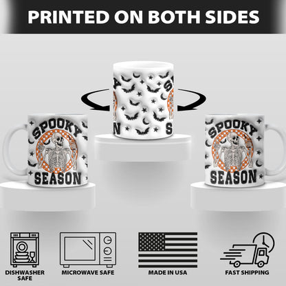 Petthouse | Spooky Season Skeleton Inflated 3d Mug, Retro Halloween Mug, Skeleton Halloween Coffee Cup