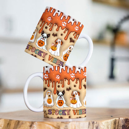 Petthouse | Spooky Dog 3d Inflated Mug, Halloween Dog Mug, 3d Mug Halloween, Halloween Pattern, Spooky Mug Fall Season