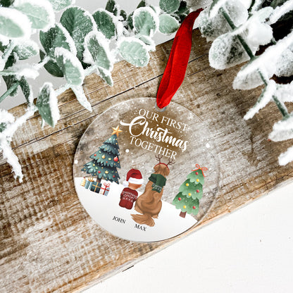 Petthouse | Baby First Christmas Glass Ornament, Dog Acrylic Ornament, Baby And Dog Ornament, Dog Lover Gift