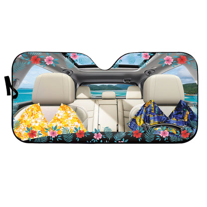 Petthouse | German Shepherd Hawaiian Car Sun Shade Windshield Custom Photo Windshield Cover For Dog Lover