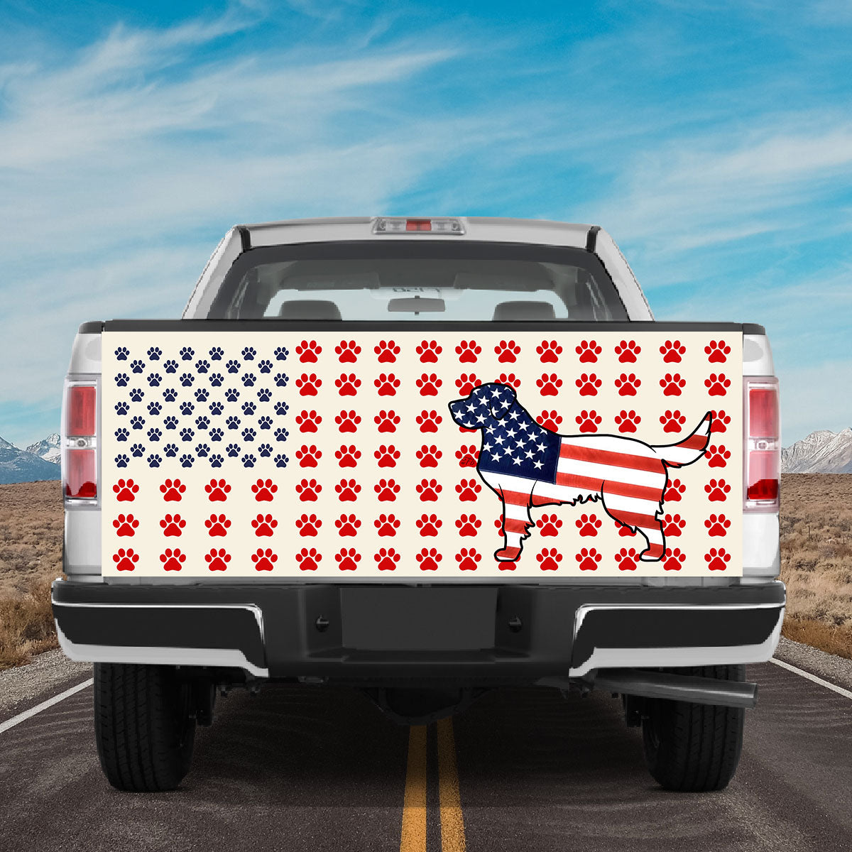 Petthouse | Golden Retriever Tailgate Vinyl Wrap American Flag Rear Window Decals For Trucks Pet Paws