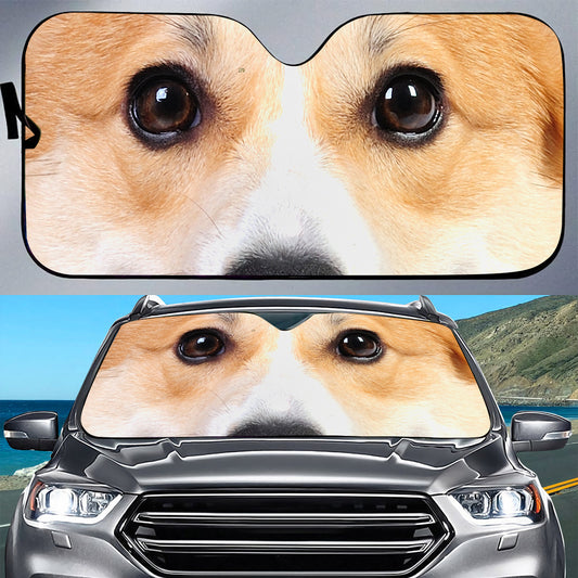 Petthouse | Corgi Dog Car Sunshade Lovely Dog Windshield Sunshade Animal Car Accessories Christmas Decoration