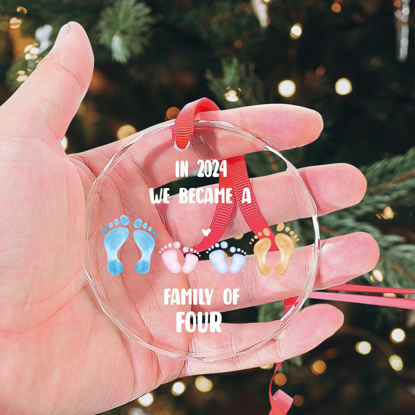 Petthouse | Personalized Family Of Four Christmas Ornament, Family Ornament, Baby's First Christmas Ornament