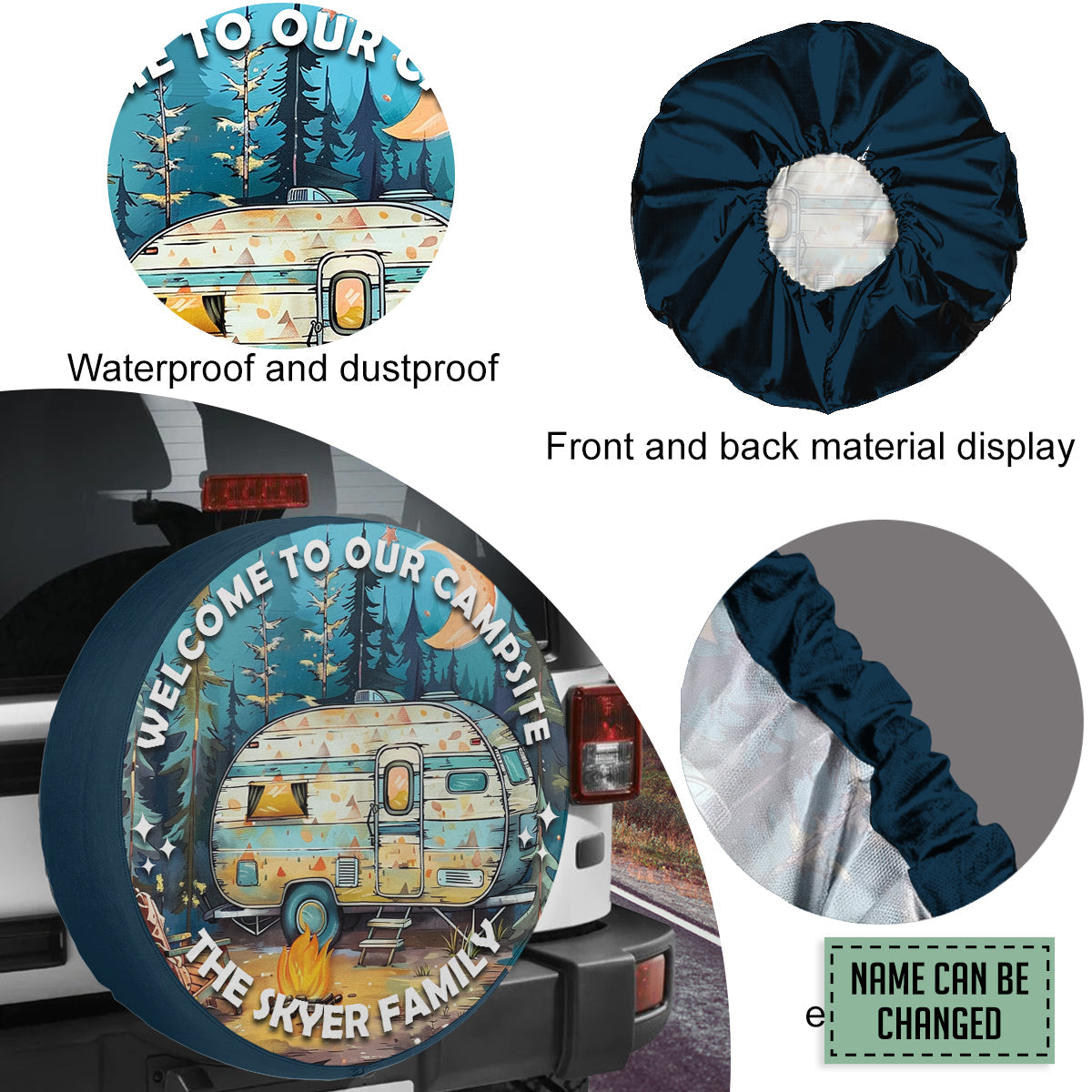 Petthouse | Personalized Camping Spare Tire Cover, Welcome Campsite Tire Cover, Camping Spare Tire Cover Camper, Car Accessories, Camping Decor