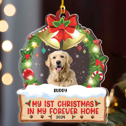 Petthouse | Custom Photo My 1st Christmas In My Forever Home Acrylic Ornament, Christmas Gift For Dog Lovers