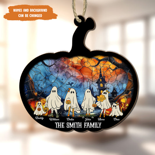 Petthouse | Personalized Ghost Family Halloween Suncatcher Window Hangings, Ghost Family Suncatcher