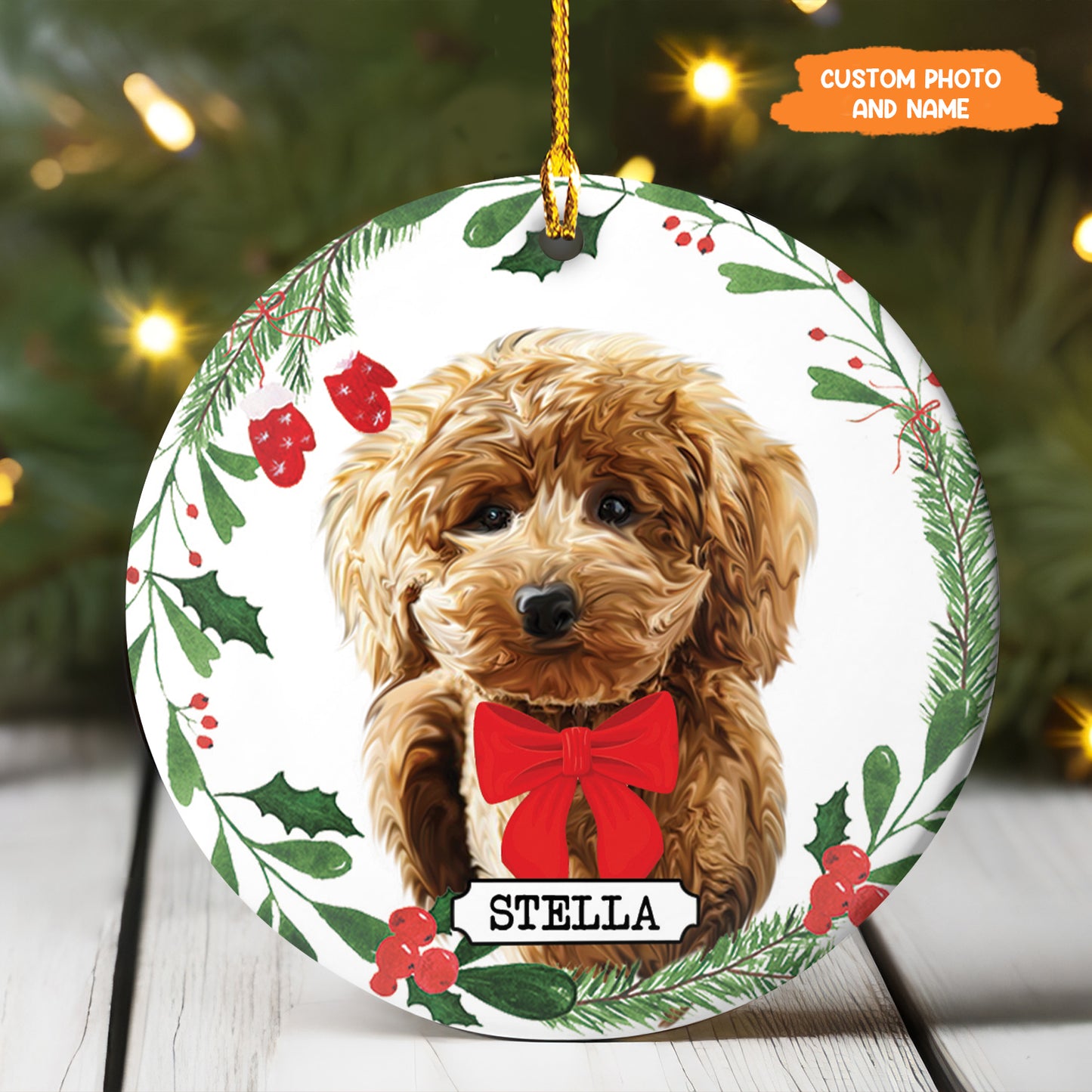 Petthouse | Personalized Dog Ornament, Dog Ornament, Pet Portrait Ornament, Christmas Ornament Hanging