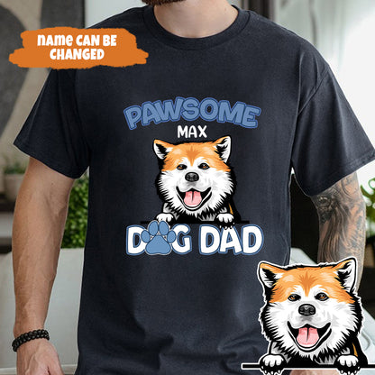 Petthouse | Custom Dog Pawsome Dog Dad Shirt, Gift For Dog Lovers, Father's Day, Gift For Dad