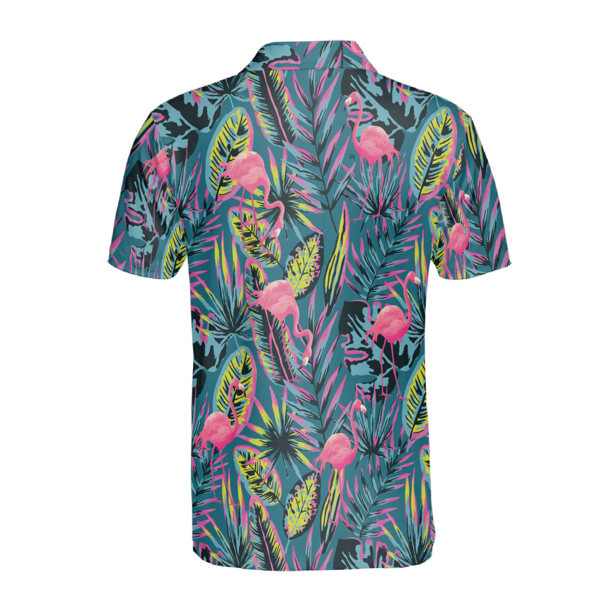 Petthouse | Flamingo With Modern Neon Tropical Polo Shirts Summer Leaves And Plants Seamless Pattern