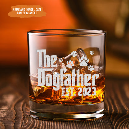 Petthouse | Personalized The Dogfather Whiskey Glass, Dog Photo Rock Glass Gift For Dog Lovers