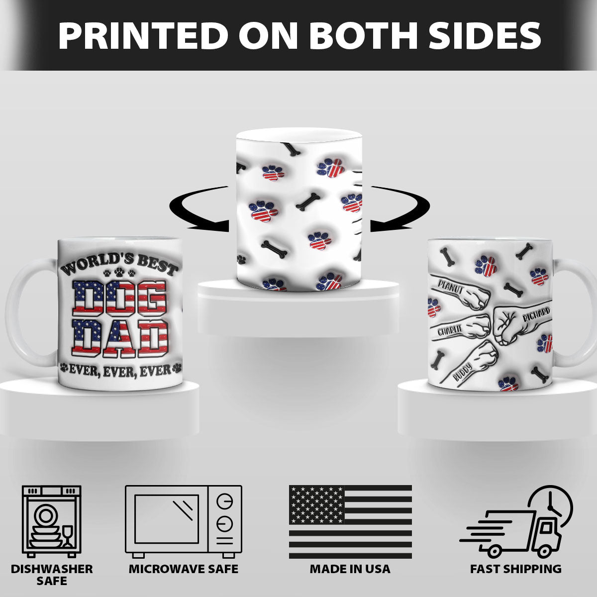 Petthouse | Custom World's Best Dog Dad Ever 3d Inflated Effect Printed Mug, Gift For Pet Owners