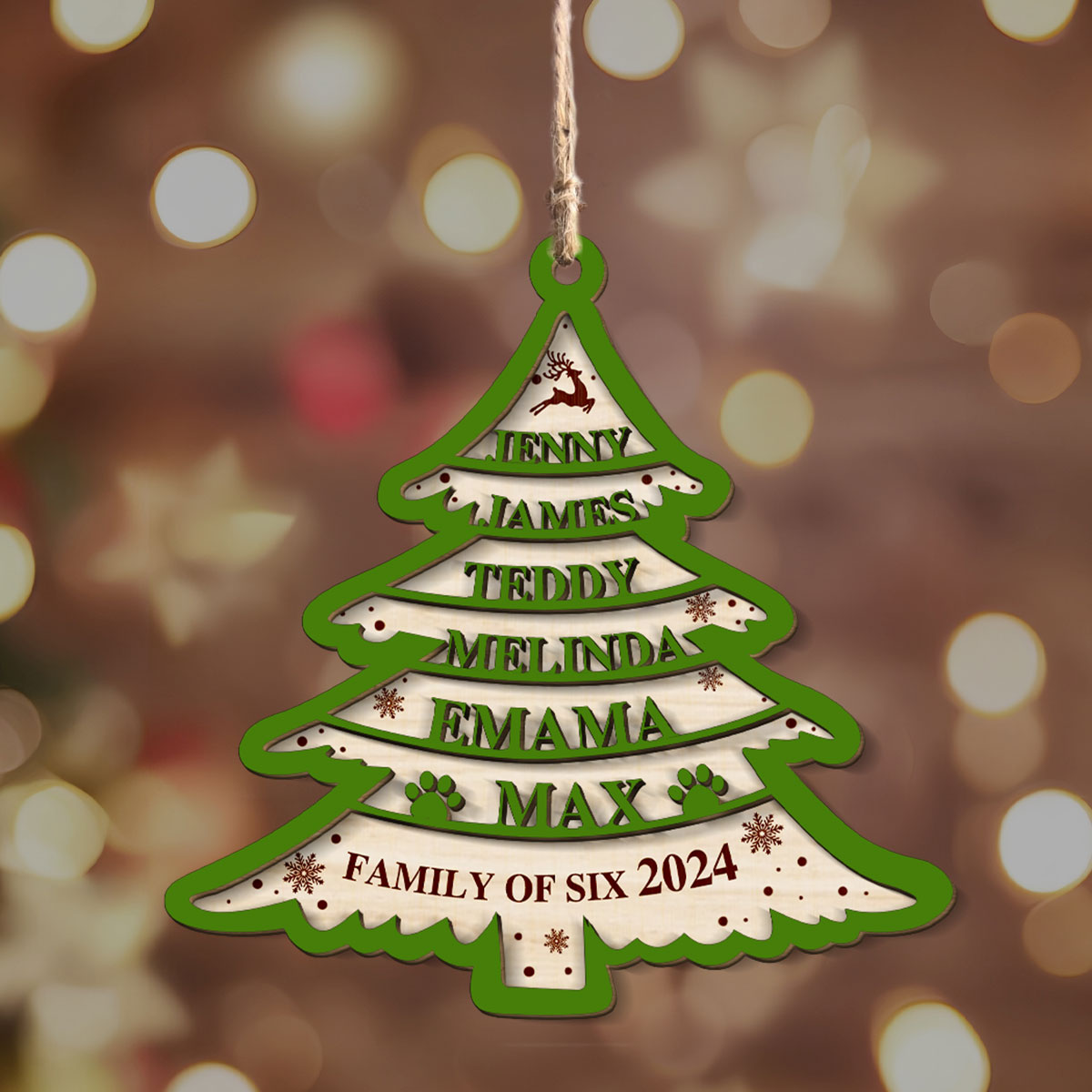 Petthouse | Christmas Tree Ornament 2024, Custom Family Christmas Wood Ornaments, Family Keepsakes, Christmas