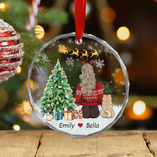 Petthouse | Custom Girl Dog Christmas Ornament, Girl And Dogs Christmas Gifts For Dog Mom, Pets Xmas Ornament