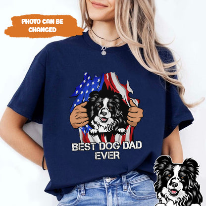 Petthouse | Personalized Best Dog Dad Ever Shirt, Independence Day Dog Father's Gift Dog Lovers