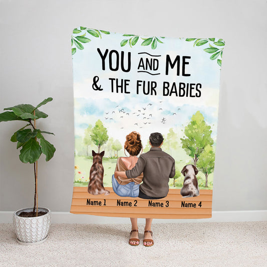 Petthouse | Custom Wedding Party Bedroom Blanket, Pet Lovers You Me And The Fur Babies For Sofa, Just Married