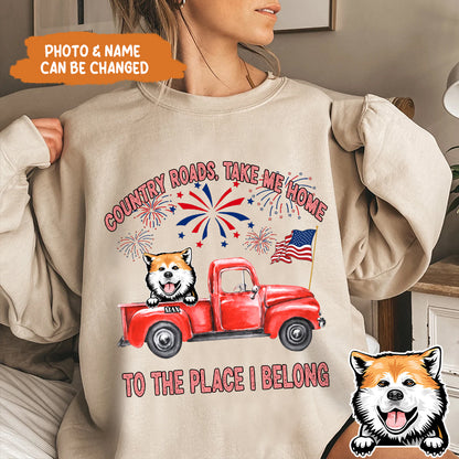 Petthouse | Custom Dog Shirt, Country Roads Take Me Home To The Place I Belong Shirt