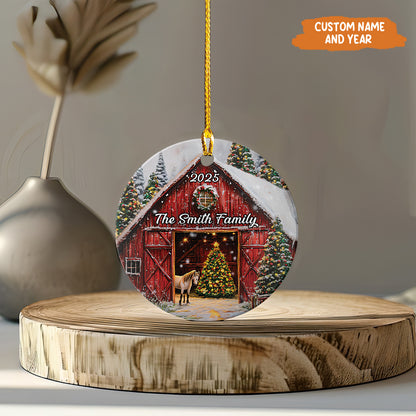 Petthouse | Personalized 2025 Red Barn Christmas Ornament, Farmhouse Ornament, Red Barn Ornament