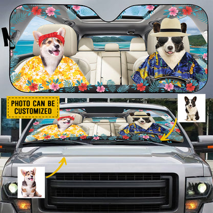 Petthouse | Dog Sunshade Custom Photo Personalized Windshield Sun Shade Corgi Hawaii Sunshade Summer