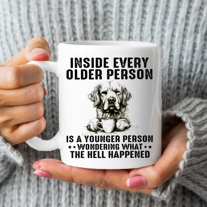 Petthouse | Dog Coffee Inside Older Person Is A Younger Person Funny Dog Shirt, Gift For Dog Dad