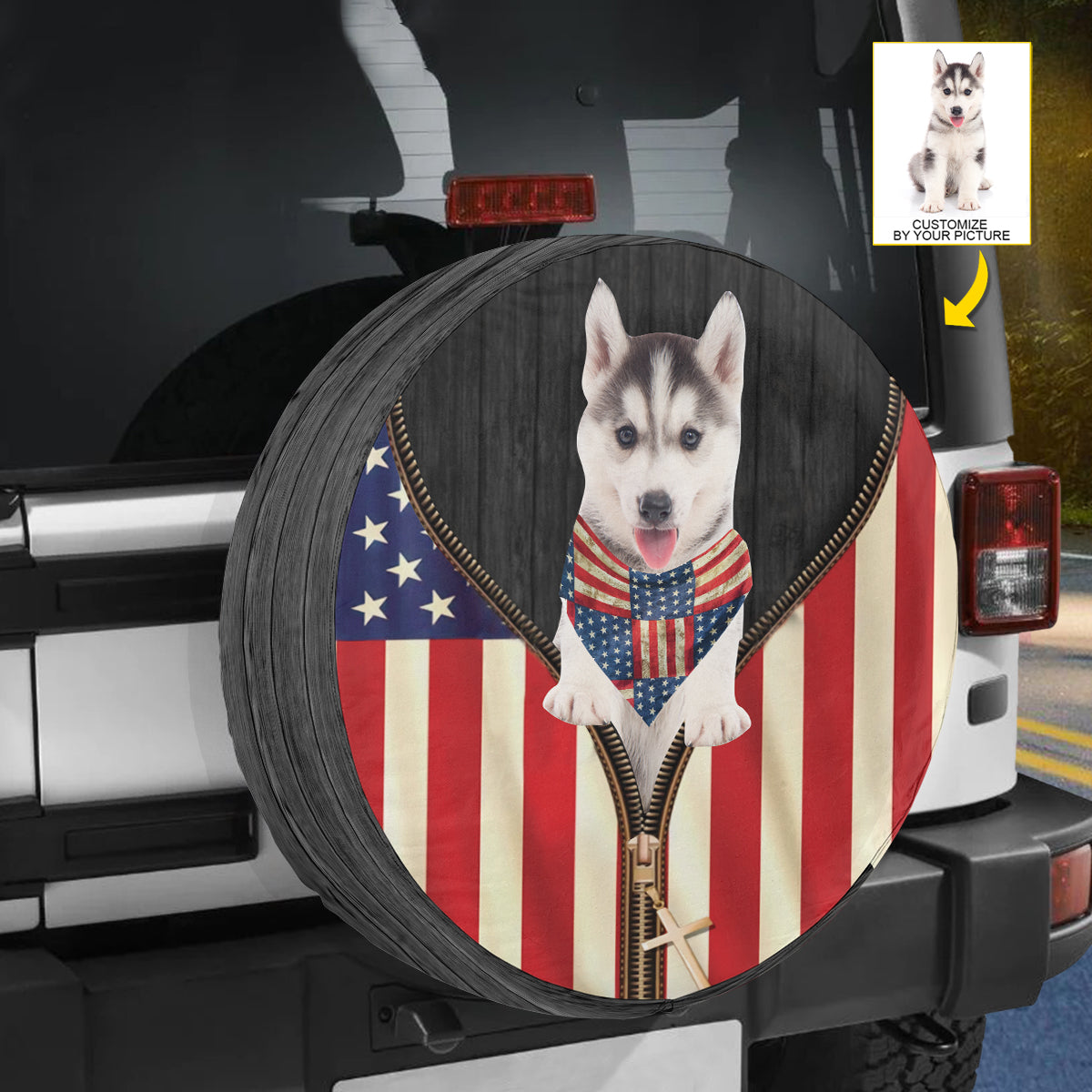 Petthouse | Custom Spare Tire Cover Husky Siberian American Spare Tire Cover Wheel Cover Dog Wheel