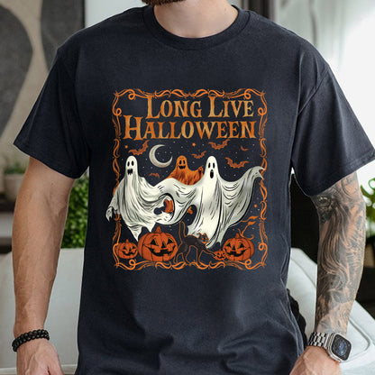 Petthouse | Long Live Halloween Shirt, Spooky Season Tee Pumpkin, Retro Halloween, Ghost Spooky Vibes