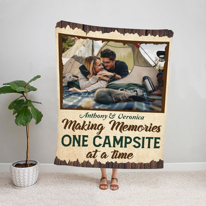 Petthouse | Personalized Photo Husband & Wife Fleece Blanket, Camping Partners For Life Throw Blanket, Camping Couples