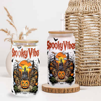 Petthouse | Halloweentown Glass Cup, Fall Pumpkin Glass Can, Spooky Season, Halloween Gift For Her