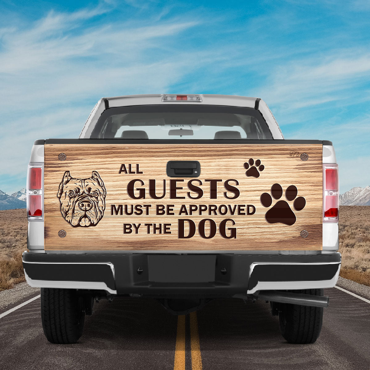 Petthouse | All Guests Must Be Approved By The Dogs Tailgate Wrap Pitbull Dog Tailgate Wraps