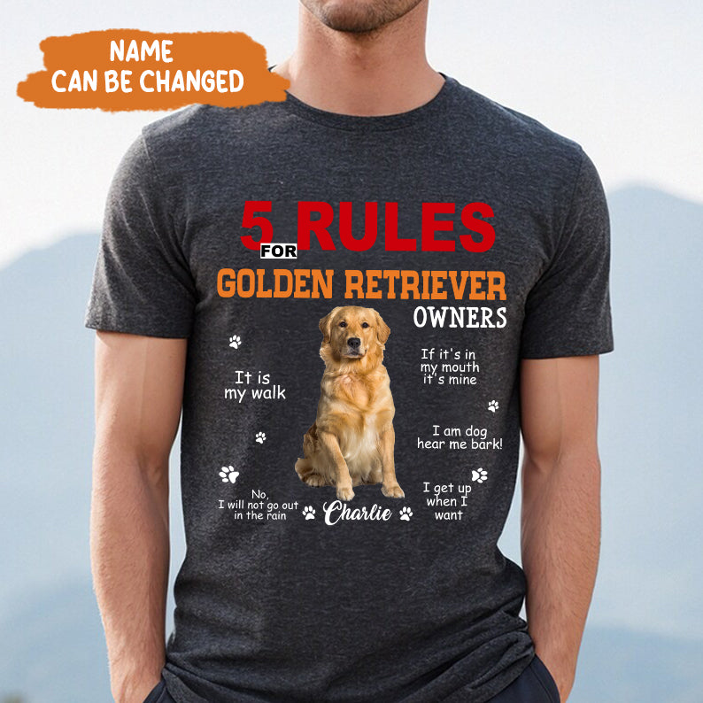 Petthouse | Customized Golden Retriever  Rules For Golden Retriever Shirt, Dad Dog Gift For Father's Day