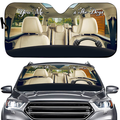 Petthouse | Dog Mom Dog Dad Customized Windshield Sun Shade With Pet's Photo You Me And The Dog