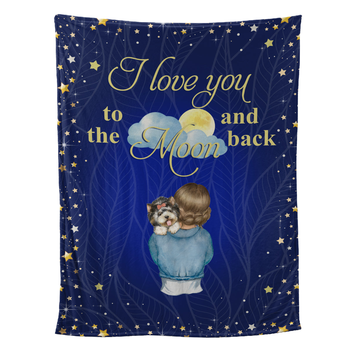 Petthouse | Customized Name Dog Girl Throw Blanket, I Love You To The Moon And Back Blanket, Star Sky Dog Lover