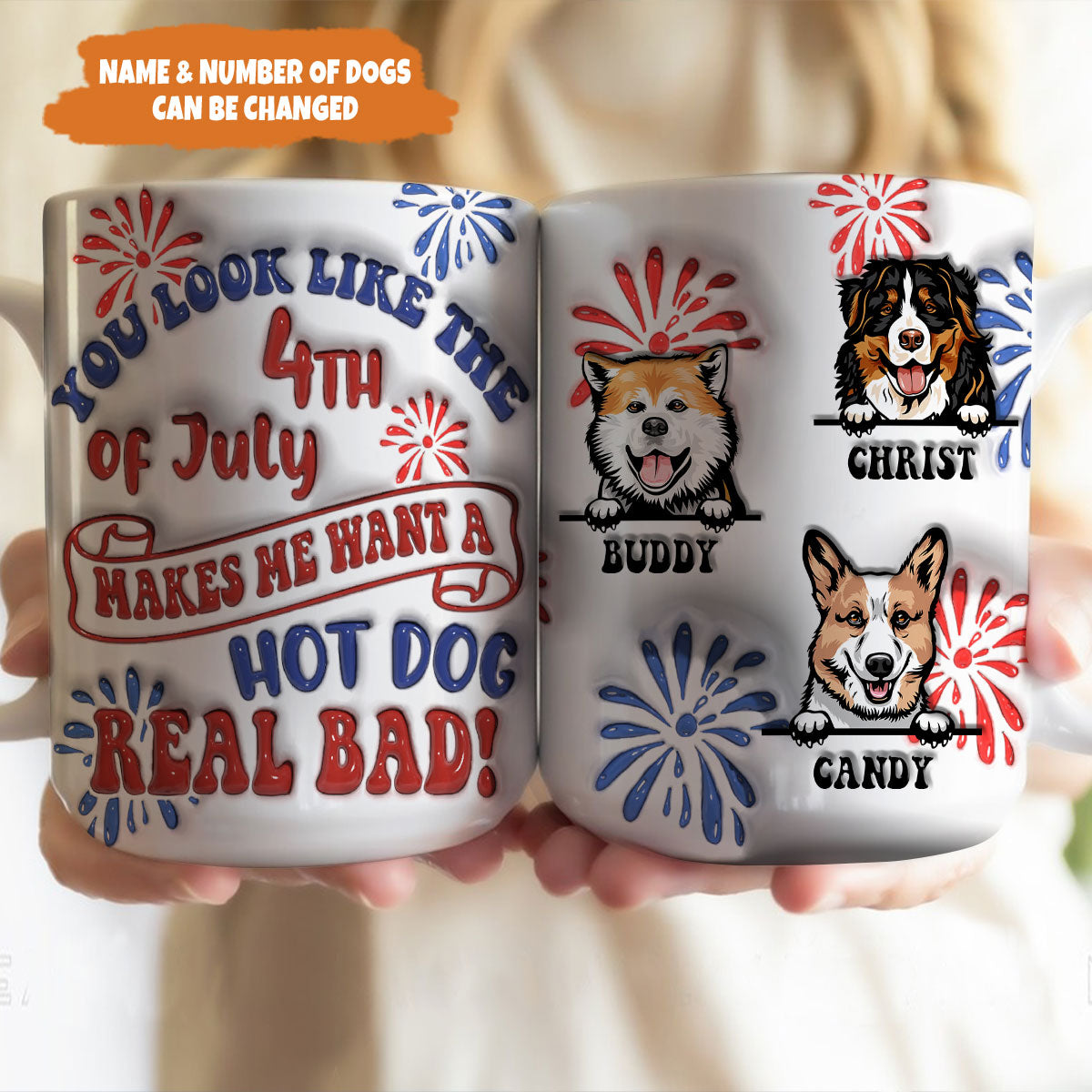 Petthouse | Custom You Look Like The 4th Of July 3d Inflated Effect Printed Mug, Dog Independence