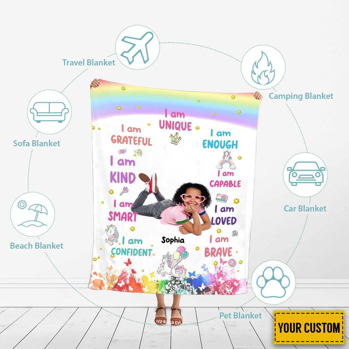 Petthouse | Personalized Photo I Am Loved Fleece Blanket, To My Daughter Throw Blanket, Family Travel Blanket