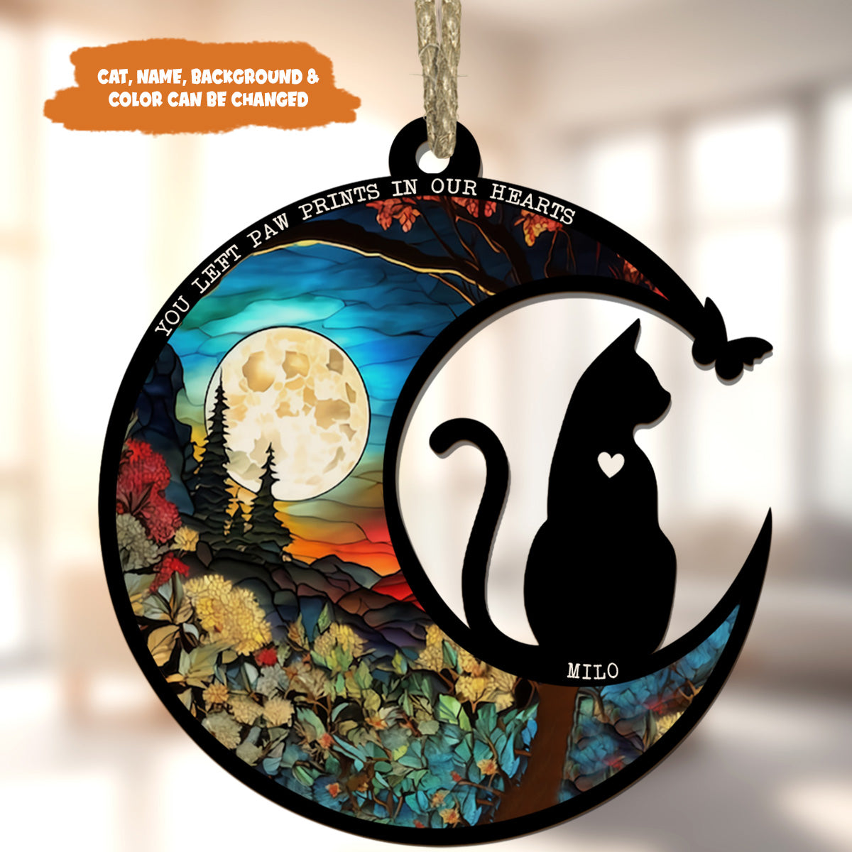 Petthouse | Personalized Cat Memorial Suncatcher, Cat Loss Windows Hanging Sympathy Gift, Pet Memorial